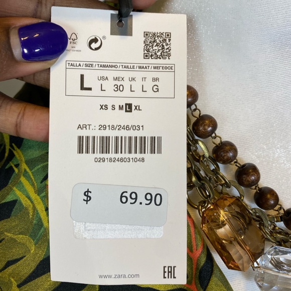 ZARA Safari Print Jumpsuit β Size L β NWT + Bonus Necklace - Picture 4 of 6